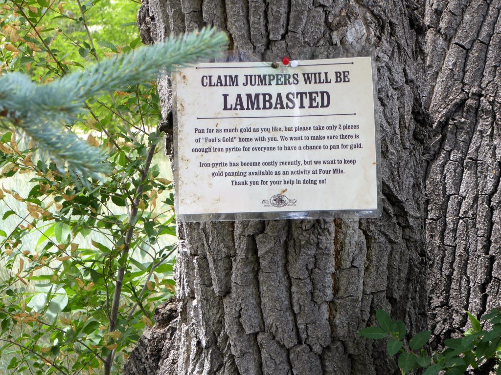Four Mile Historic Park Claim Sign
