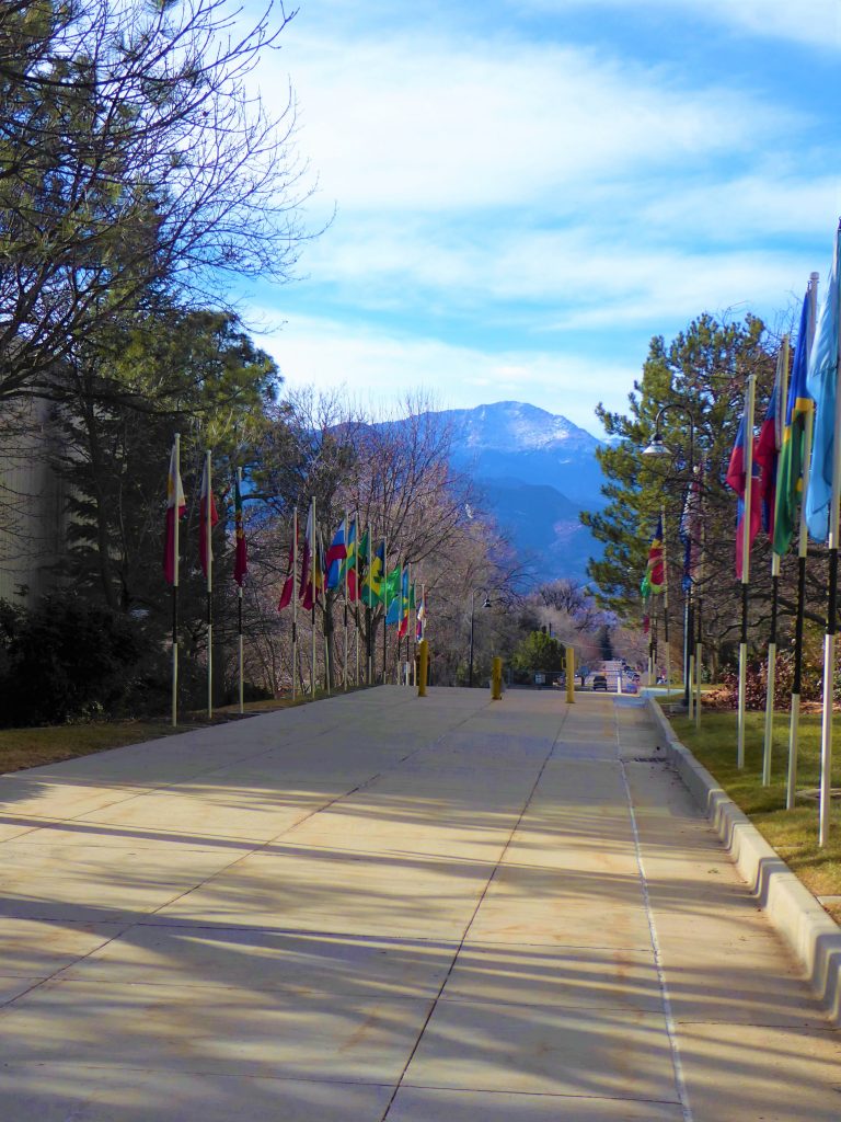 U.S. Olympic Training Center Flags and Pikes Peak