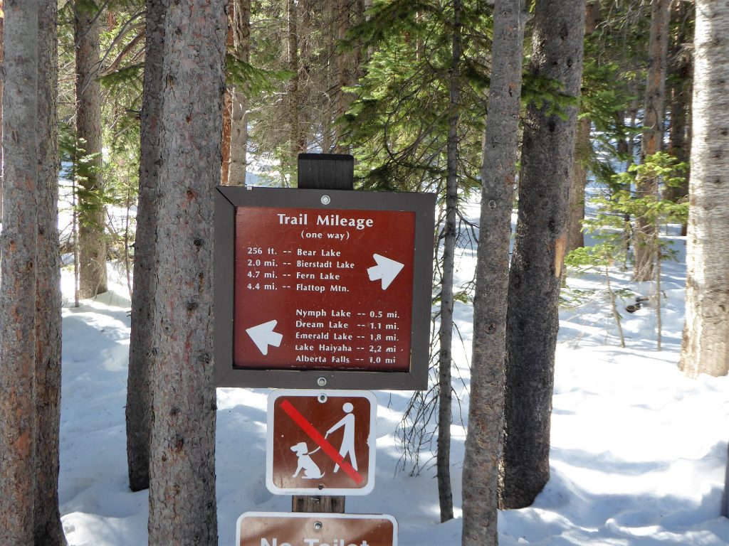 Bear Lake Trail Marker at Rocky Mountain national Park