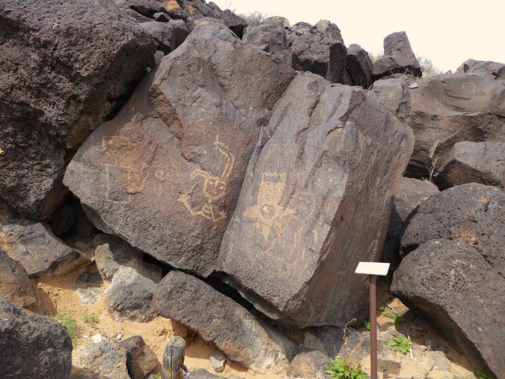 Many petroglyph etchings