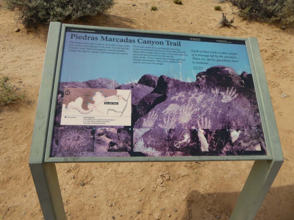 Sign at the beginning of Piedras Canyon Trail